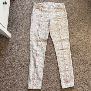 AG Adriano Goldschmied Beige Snake-Print Skinny Jeans